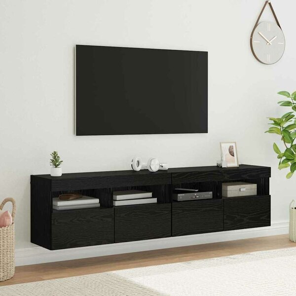 VidaXL TV Fali Szekrények 2 pcs Fekete tölgy 80 x 30 x 40 cm Faanyag