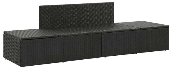 Vidaxl polyrattan napozóágy párnákkal, fekete