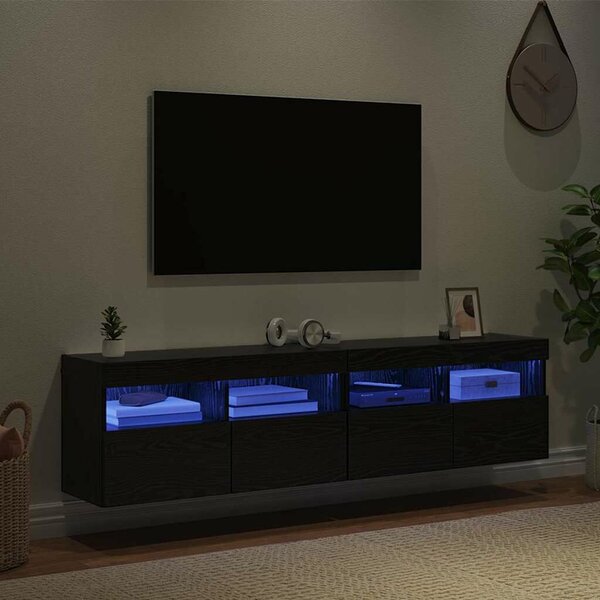 VidaXL TV Fali Szekrények 2 pcs Fekete tölgy 80 x 30 x 40 cm Faanyag