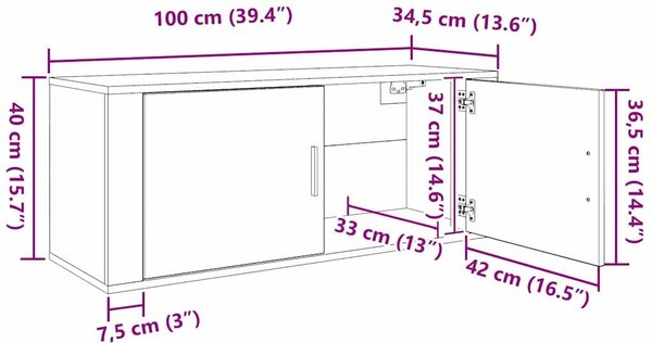 VidaXL Fali TV szekrény szett 2 pcs Fekete tölgy 100 x 34,5 x 40 cm