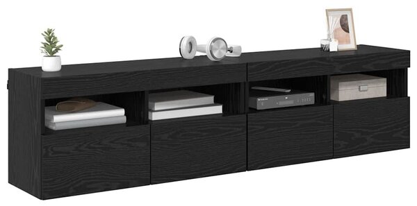 VidaXL TV Fali Szekrények 2 pcs Fekete tölgy 80 x 30 x 40 cm Faanyag