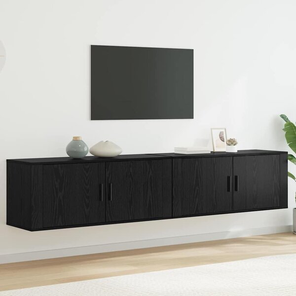 VidaXL Fali TV szekrény szett 2 pcs Fekete tölgy 100 x 34,5 x 40 cm