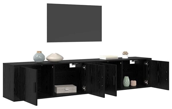 VidaXL Fali TV szekrény szett 2 pcs Fekete tölgy 100 x 34,5 x 40 cm
