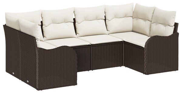 6 darabos kerti kanapé szett párnákkal Barna Poly Rattan