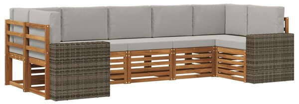 VidaXL Szegmentált kanapé szett 7 pcs Természetes és Világosszürke