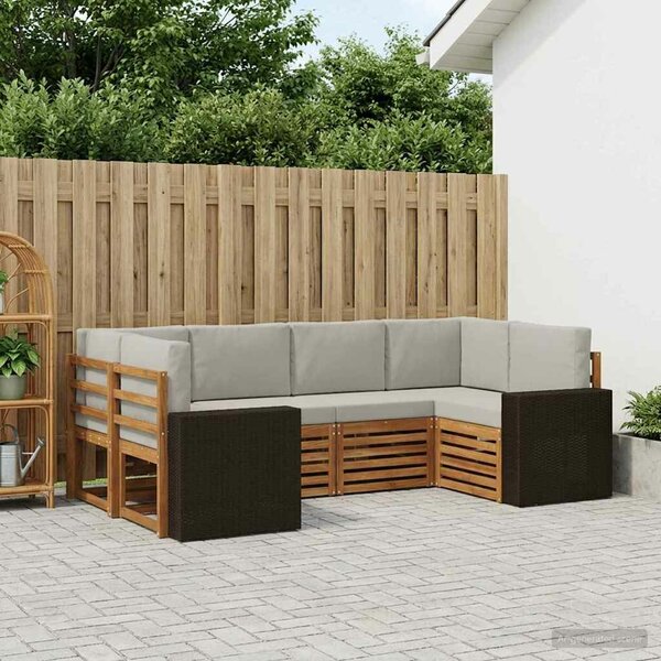 VidaXL Szegmentált kanapé szett 6 pcs Természetes és Világosszürke