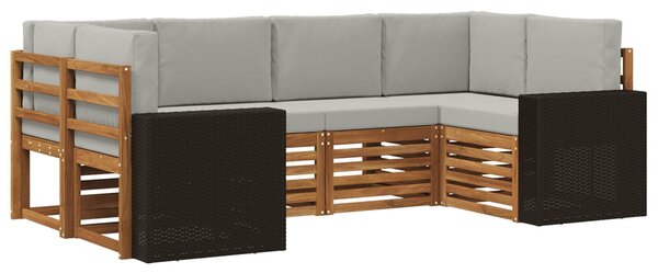 VidaXL Szegmentált kanapé szett 6 pcs Természetes és Világosszürke