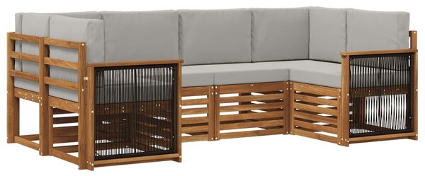 VidaXL Szegmentált kanapé szett 5 pcs Természetes és Világosszürke