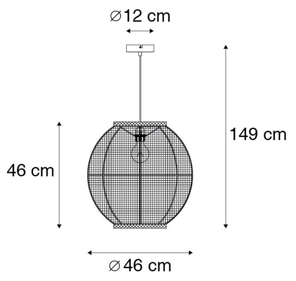 Keleti függőlámpa barna 46 cm - Rob
