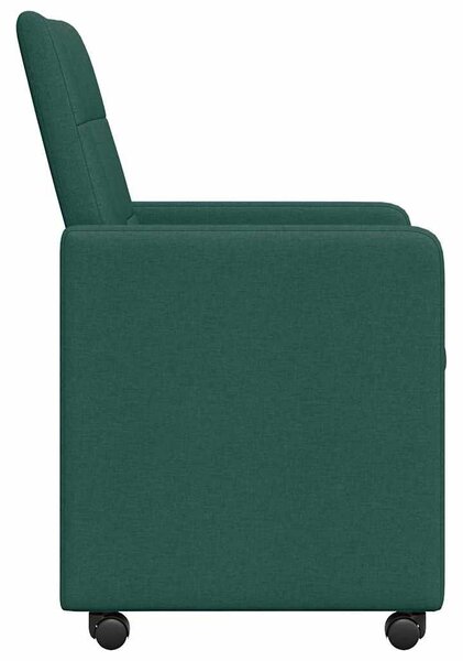 VidaXL Étkező Székek kerekekkel 2 pcs Sötétzöld 58 x 65 x 94 cm szövet