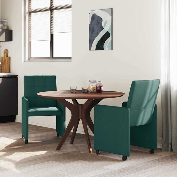 VidaXL Étkező Székek kerekekkel 2 pcs Sötétzöld 58 x 65 x 94 cm szövet
