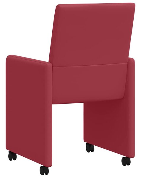 VidaXL Étkező Székek kerekekkel 2 pcs bordó 57 x 66 x 94 cm Műbőr