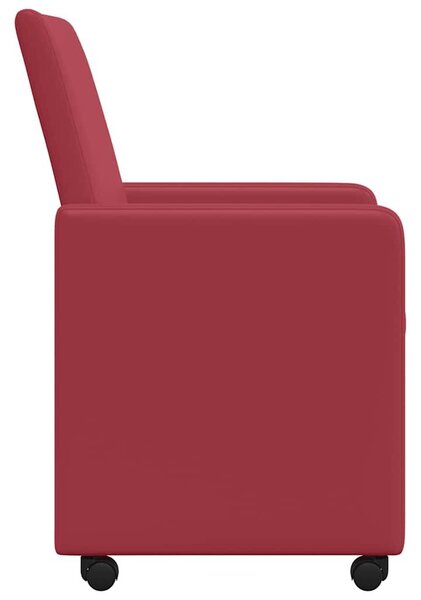 VidaXL Étkező Székek kerekekkel 2 pcs bordó 57 x 66 x 94 cm Műbőr