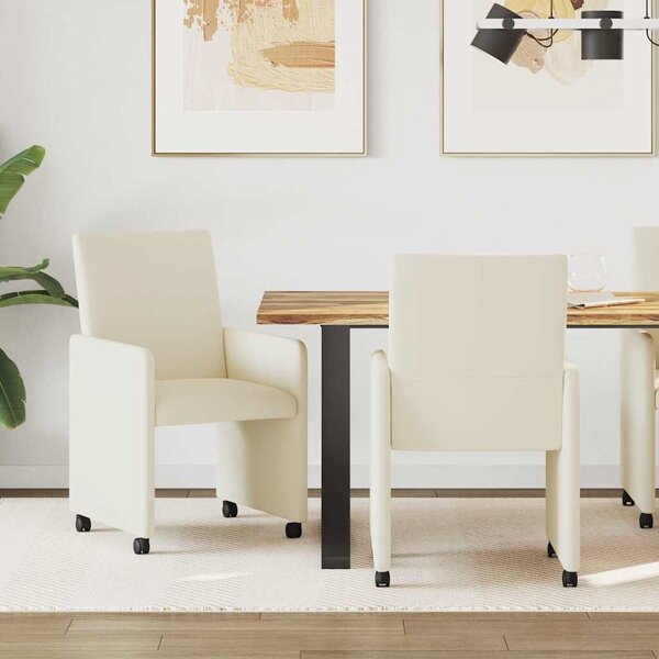 VidaXL Étkező Székek kerekekkel 2 pcs Krém 57 x 66 x 94 cm Műbőr