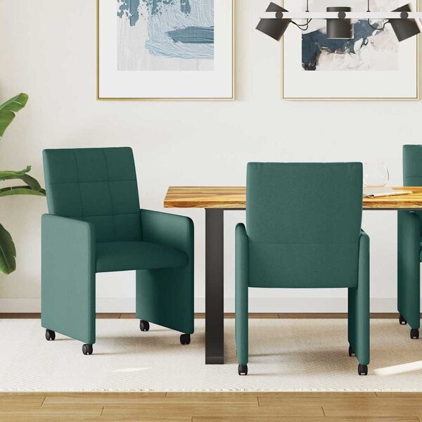 VidaXL Étkező Székek kerekekkel 2 pcs Sötétzöld 58 x 65 x 94 cm szövet