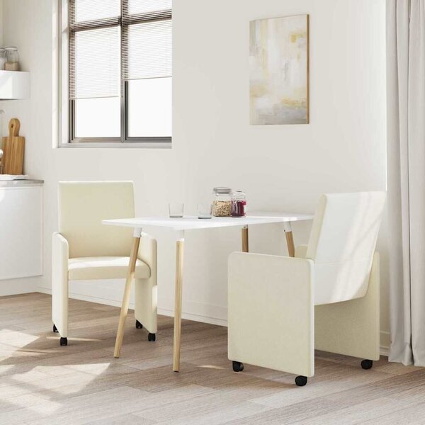 VidaXL Étkező Székek kerekekkel 2 pcs Krém 57 x 66 x 94 cm Műbőr