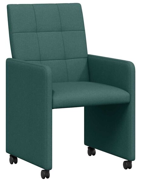 VidaXL Étkező Székek kerekekkel 2 pcs Sötétzöld 58 x 65 x 94 cm szövet