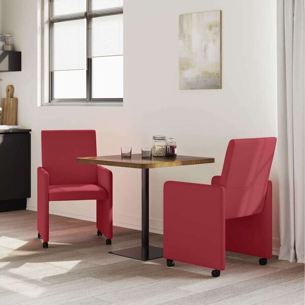 VidaXL Étkező Székek kerekekkel 2 pcs bordó 57 x 66 x 94 cm Műbőr