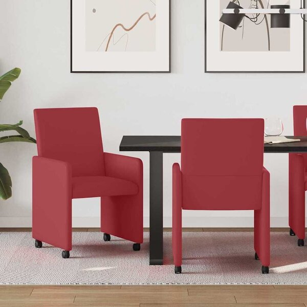 VidaXL Étkező Székek kerekekkel 2 pcs bordó 57 x 66 x 94 cm Műbőr