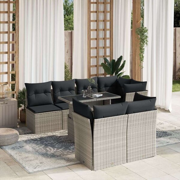 VidaXL Polyrattan Kerti Ülőgarnitúra - 8 részes, Világosszürke