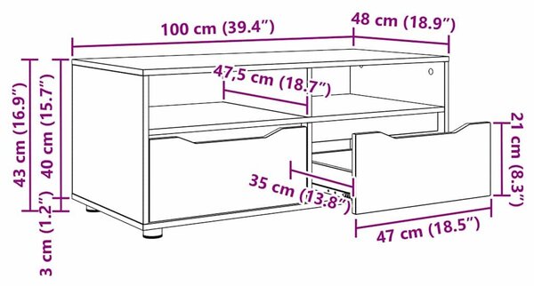 VidaXL TV szekrény fiókkal Sonoma tölgy 100 x 48 x 43 cm Faanyag