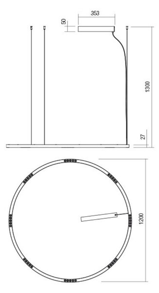 120 cm átmérőjű LED csillár, UNION, fehér