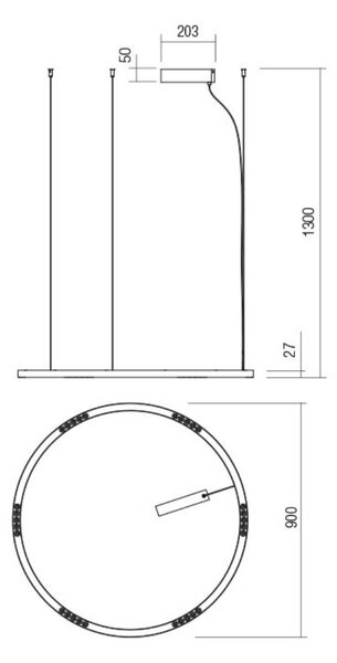 UNION LED csillár, 90 cm, fekete