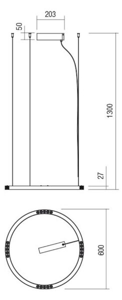 LED csillár, UNION, 60 cm, fehér