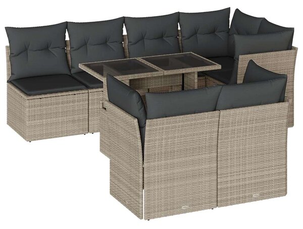 VidaXL Polyrattan Kerti Ülőgarnitúra - 8 részes, Világosszürke