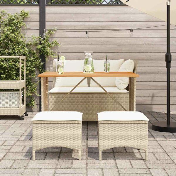 VidaXL 4 részes bézs polyrattan kerti étkezőgarnitúra párnákkal