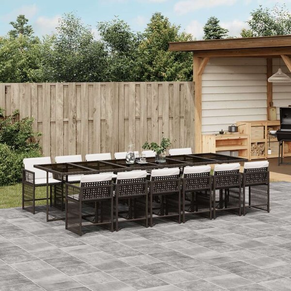 VidaXL 13 részes barna polyrattan kerti ülőgarnitúra párnákkal