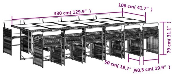 VidaXL 13 részes barna polyrattan kerti ülőgarnitúra párnákkal