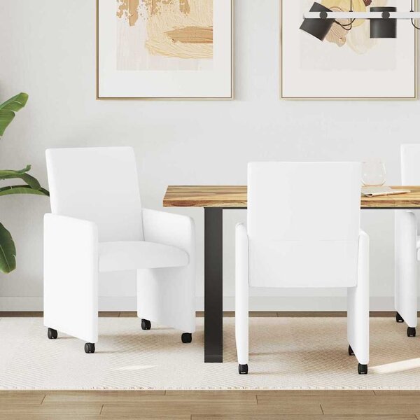 VidaXL Étkező Székek kerekekkel 2 pcs Fehér 57 x 66 x 94 cm Műbőr
