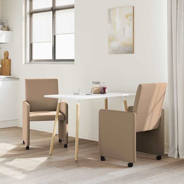 VidaXL Étkező Székek kerekekkel 2 pcs Cappuccino 57 x 66 x 94 cm Műbőr