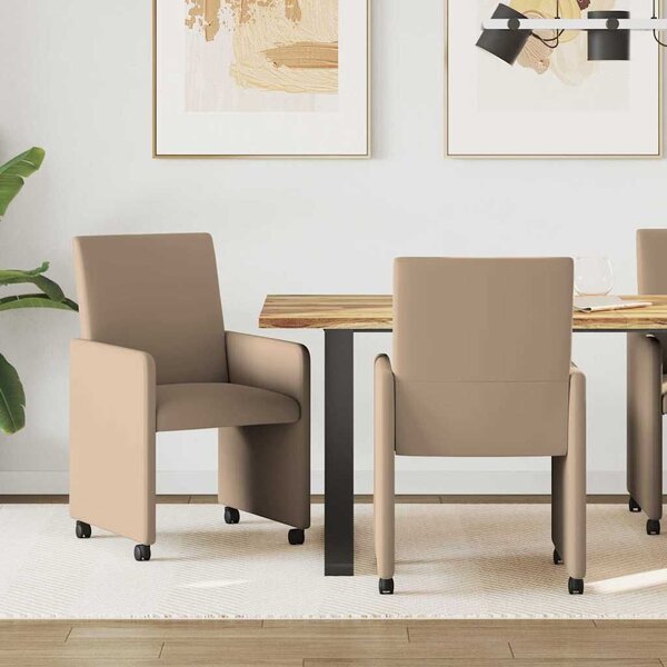 VidaXL Étkező Székek kerekekkel 2 pcs Cappuccino 57 x 66 x 94 cm Műbőr
