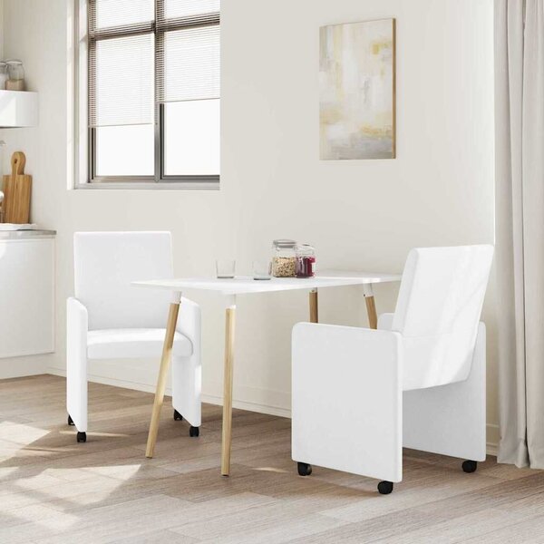 VidaXL Étkező Székek kerekekkel 2 pcs Fehér 57 x 66 x 94 cm Műbőr