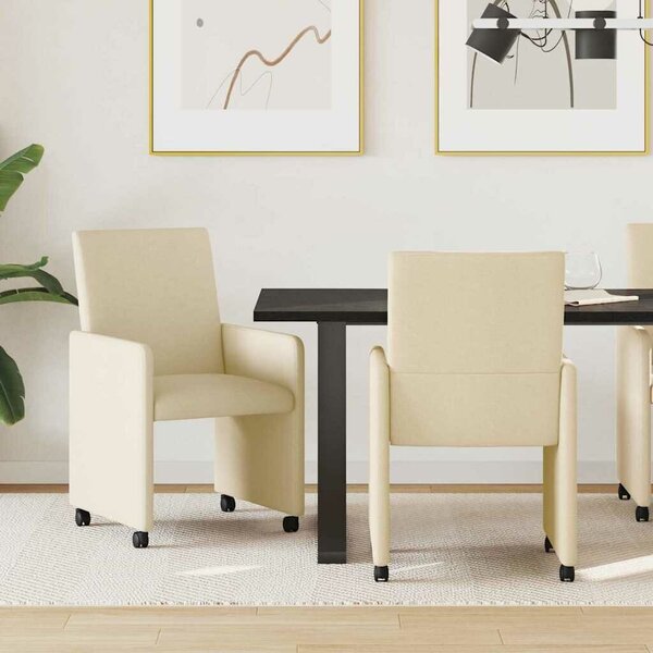 VidaXL Étkező Székek kerekekkel 2 pcs Krém 57 x 66 x 94 cm szövet