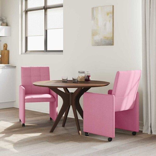 VidaXL Étkező Székek kerekekkel 2 pcs Rózsaszín 58 x 65 x 94 cm szövet