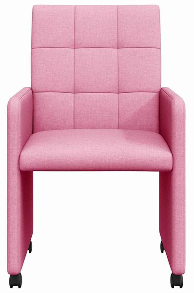 VidaXL Étkező Székek kerekekkel 2 pcs Rózsaszín 58 x 65 x 94 cm szövet