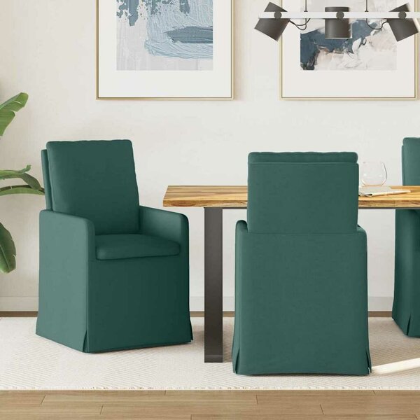 VidaXL Étkező Székek 2 pcs Sötétzöld 57 x 67 x 98 cm szövet