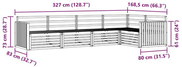 VidaXL Kültéri kanapé szett 5 pcs Természetes