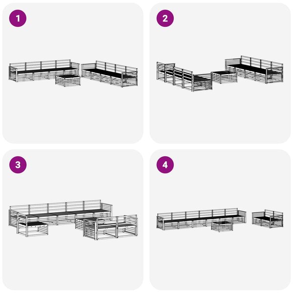 VidaXL Kültéri kanapé szett 9 pcs Természetes Tömör Akácfa
