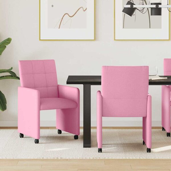 VidaXL Étkező Székek kerekekkel 2 pcs Rózsaszín 58 x 65 x 94 cm szövet