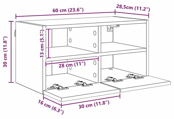 VidaXL TV Fali Egységek 4 pcs Fekete tölgy Faanyag