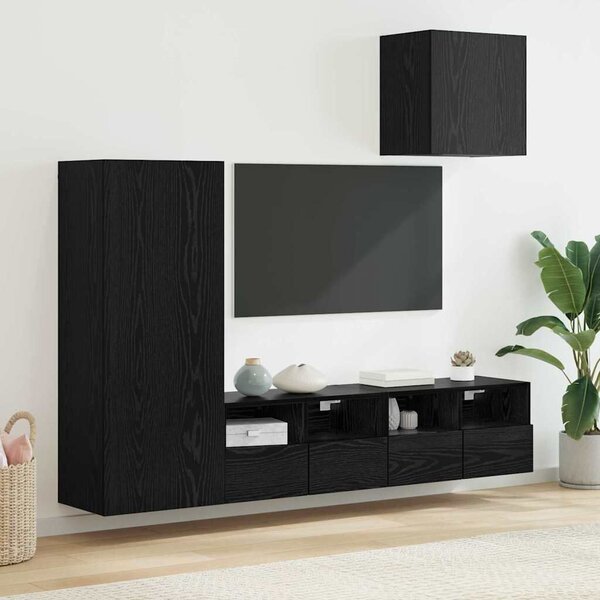 VidaXL TV Fali Egységek 4 pcs Fekete tölgy Faanyag