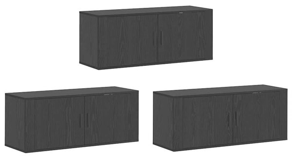 VidaXL Fali TV szekrény szett 3 pcs Fekete tölgy 100 x 34,5 x 40 cm