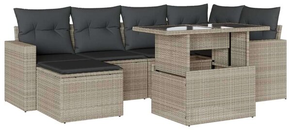 VidaXL Polyrattan Kerti Ülőgarnitúra - 7 részes, Világosszürke