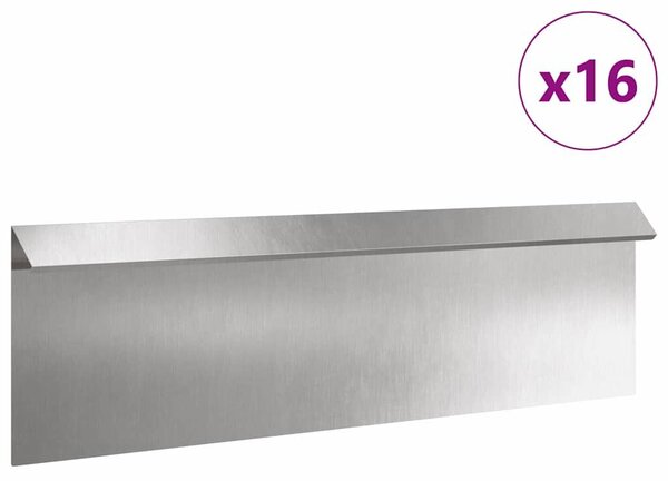 VidaXL Csiga kerítés 16 db 100 x 3,5 x 25 cm Rozsdamentes Acél Ezüst