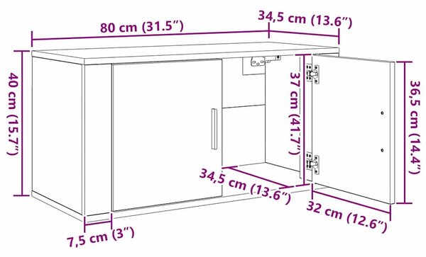 VidaXL Fali TV szekrény szett 3 pcs Fekete tölgy 80 x 34,5 x 40 cm