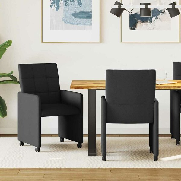VidaXL Étkező Székek kerekekkel 2 pcs Fekete 58 x 65 x 94 cm szövet